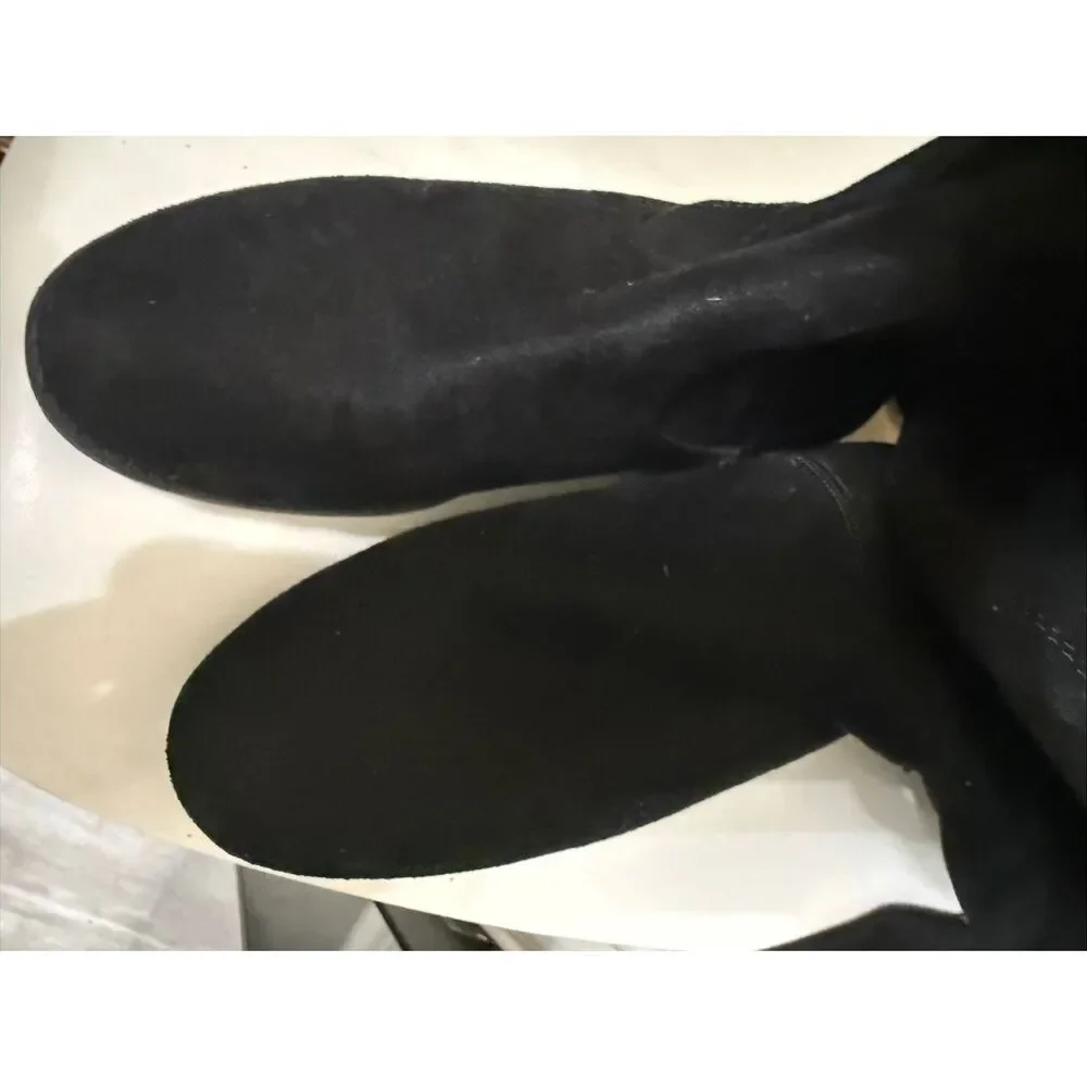 Unisa Women's Faux Suede Tie Back Flat Heel Over the Knee Boots Black Size 7.5